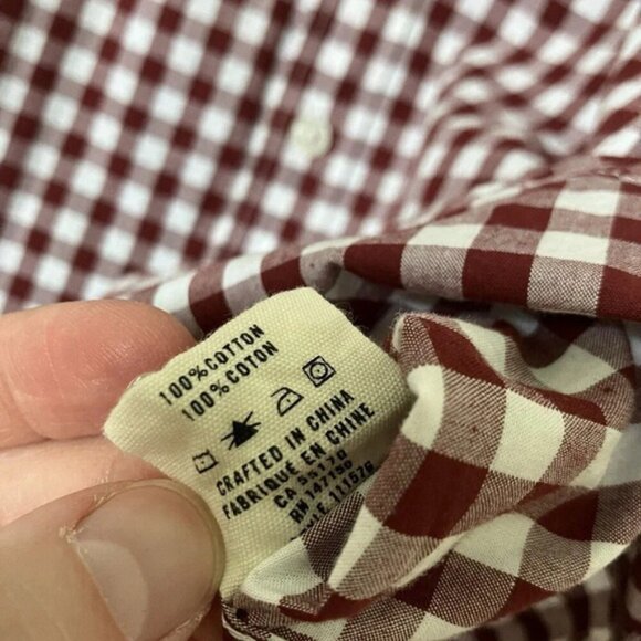 NWT Frank  Oak the Brantford Gingham Check Button Up Shirt Mens Small Red White - Picture 2 of 5